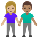 Google (Android 12L)  👩🏼‍🤝‍👨🏽  Woman And Man Holding Hands: Medium-light Skin Tone, Medium Skin Tone Emoji