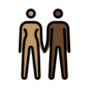 OpenMoji 13.1  👩🏽‍🤝‍👨🏿  Woman And Man Holding Hands: Medium Skin Tone, Dark Skin Tone Emoji