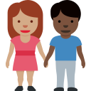Twitter (Twemoji 14.0)  👩🏽‍🤝‍👨🏿  Woman And Man Holding Hands: Medium Skin Tone, Dark Skin Tone Emoji