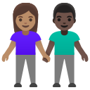 Google (Android 12L)  👩🏽‍🤝‍👨🏿  Woman And Man Holding Hands: Medium Skin Tone, Dark Skin Tone Emoji