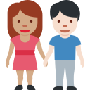 Twitter (Twemoji 14.0)  👩🏽‍🤝‍👨🏻  Woman And Man Holding Hands: Medium Skin Tone, Light Skin Tone Emoji
