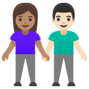 Google (Android 12L)  👩🏽‍🤝‍👨🏻  Woman And Man Holding Hands: Medium Skin Tone, Light Skin Tone Emoji
