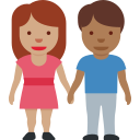 Twitter (Twemoji 14.0)  👩🏽‍🤝‍👨🏾  Woman And Man Holding Hands: Medium Skin Tone, Medium-dark Skin Tone Emoji