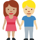 Twitter (Twemoji 14.0)  👩🏽‍🤝‍👨🏼  Woman And Man Holding Hands: Medium Skin Tone, Medium-light Skin Tone Emoji