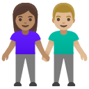 Google (Android 12L)  👩🏽‍🤝‍👨🏼  Woman And Man Holding Hands: Medium Skin Tone, Medium-light Skin Tone Emoji