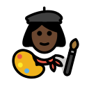 OpenMoji 13.1  👩🏿‍🎨  Woman Artist: Dark Skin Tone Emoji