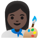 Google (Android 12L)  👩🏿‍🎨  Woman Artist: Dark Skin Tone Emoji