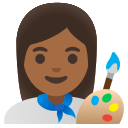 Google (Android 12L)  👩🏾‍🎨  Woman Artist: Medium-dark Skin Tone Emoji