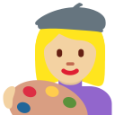 Twitter (Twemoji 14.0)  👩🏼‍🎨  Woman Artist: Medium-light Skin Tone Emoji