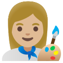 Google (Android 12L)  👩🏼‍🎨  Woman Artist: Medium-light Skin Tone Emoji