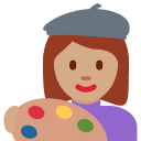 Twitter (Twemoji 14.0)  👩🏽‍🎨  Woman Artist: Medium Skin Tone Emoji