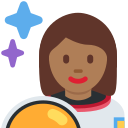 Twitter (Twemoji 14.0)  👩🏾‍🚀  Woman Astronaut: Medium-dark Skin Tone Emoji