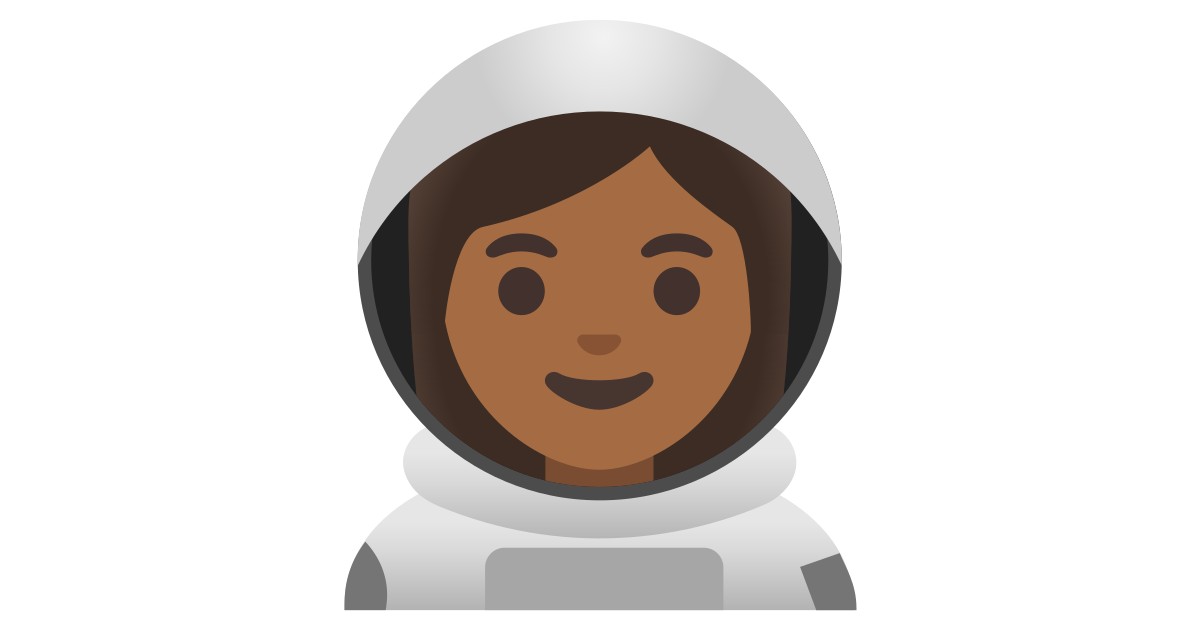 👩🏾‍🚀  Woman Astronaut: Medium-dark Skin Tone