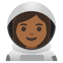 Google (Android 12L)  👩🏾‍🚀  Woman Astronaut: Medium-dark Skin Tone Emoji