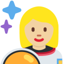 Twitter (Twemoji 14.0)  👩🏼‍🚀  Woman Astronaut: Medium-light Skin Tone Emoji