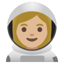 Google (Android 12L)  👩🏼‍🚀  Woman Astronaut: Medium-light Skin Tone Emoji