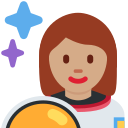 Twitter (Twemoji 14.0)  👩🏽‍🚀  Woman Astronaut: Medium Skin Tone Emoji