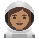Google (Android 12L)  👩🏽‍🚀  Woman Astronaut: Medium Skin Tone Emoji