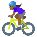 Google (Android 12L)  🚴🏾‍♀️  Woman Biking: Medium-dark Skin Tone Emoji