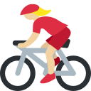 Twitter (Twemoji 14.0)  🚴🏼‍♀️  Woman Biking: Medium-light Skin Tone Emoji
