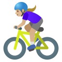 Google (Android 12L)  🚴🏼‍♀️  Woman Biking: Medium-light Skin Tone Emoji