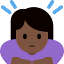 Twitter (Twemoji 14.0)  🙇🏿‍♀️  Woman Bowing: Dark Skin Tone Emoji