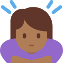 Twitter (Twemoji 14.0)  🙇🏾‍♀️  Woman Bowing: Medium-dark Skin Tone Emoji