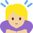 Twitter (Twemoji 14.0)  🙇🏼‍♀️  Woman Bowing: Medium-light Skin Tone Emoji