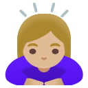 Google (Android 12L)  🙇🏼‍♀️  Woman Bowing: Medium-light Skin Tone Emoji