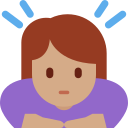 Twitter (Twemoji 14.0)  🙇🏽‍♀️  Woman Bowing: Medium Skin Tone Emoji