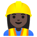 Google (Android 12L)  👷🏿‍♀️  Woman Construction Worker: Dark Skin Tone Emoji