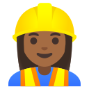 Google (Android 12L)  👷🏾‍♀️  Woman Construction Worker: Medium-dark Skin Tone Emoji