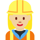 Twitter (Twemoji 14.0)  👷🏼‍♀️  Woman Construction Worker: Medium-light Skin Tone Emoji