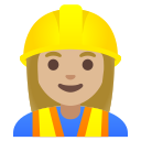 Google (Android 12L)  👷🏼‍♀️  Woman Construction Worker: Medium-light Skin Tone Emoji