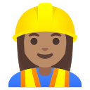 Google (Android 12L)  👷🏽‍♀️  Woman Construction Worker: Medium Skin Tone Emoji