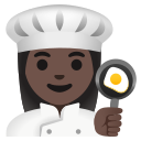Google (Android 12L)  👩🏿‍🍳  Woman Cook: Dark Skin Tone Emoji