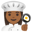 Google (Android 12L)  👩🏾‍🍳  Woman Cook: Medium-dark Skin Tone Emoji