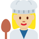 Twitter (Twemoji 14.0)  👩🏼‍🍳  Woman Cook: Medium-light Skin Tone Emoji