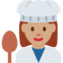 Twitter (Twemoji 14.0)  👩🏽‍🍳  Woman Cook: Medium Skin Tone Emoji