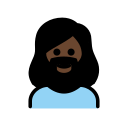 OpenMoji 13.1  🧔🏿‍♀️  Woman: Dark Skin Tone, Beard Emoji