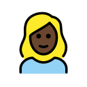 OpenMoji 13.1  👱🏿‍♀️  Woman: Dark Skin Tone, Blond Hair Emoji