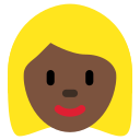 Twitter (Twemoji 14.0)  👱🏿‍♀️  Woman: Dark Skin Tone, Blond Hair Emoji