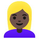Google (Android 12L)  👱🏿‍♀️  Woman: Dark Skin Tone, Blond Hair Emoji