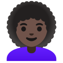 Google (Android 12L)  👩🏿‍🦱  Woman: Dark Skin Tone, Curly Hair Emoji