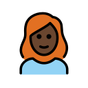 OpenMoji 13.1  👩🏿‍🦰  Woman: Dark Skin Tone, Red Hair Emoji