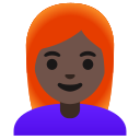 Google (Android 12L)  👩🏿‍🦰  Woman: Dark Skin Tone, Red Hair Emoji