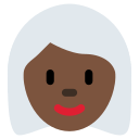 Twitter (Twemoji 14.0)  👩🏿‍🦳  Woman: Dark Skin Tone, White Hair Emoji
