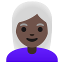 Google (Android 12L)  👩🏿‍🦳  Woman: Dark Skin Tone, White Hair Emoji