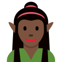 Twitter (Twemoji 14.0)  🧝🏿‍♀️  Woman Elf: Dark Skin Tone Emoji