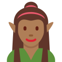 Twitter (Twemoji 14.0)  🧝🏾‍♀️  Woman Elf: Medium-dark Skin Tone Emoji